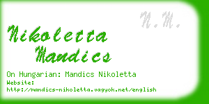 nikoletta mandics business card